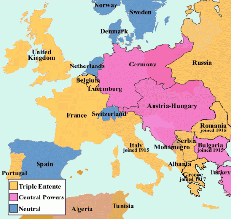 world war 1 europe map